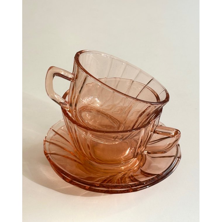 Rosa glaskop m underkop, 2 st samlet