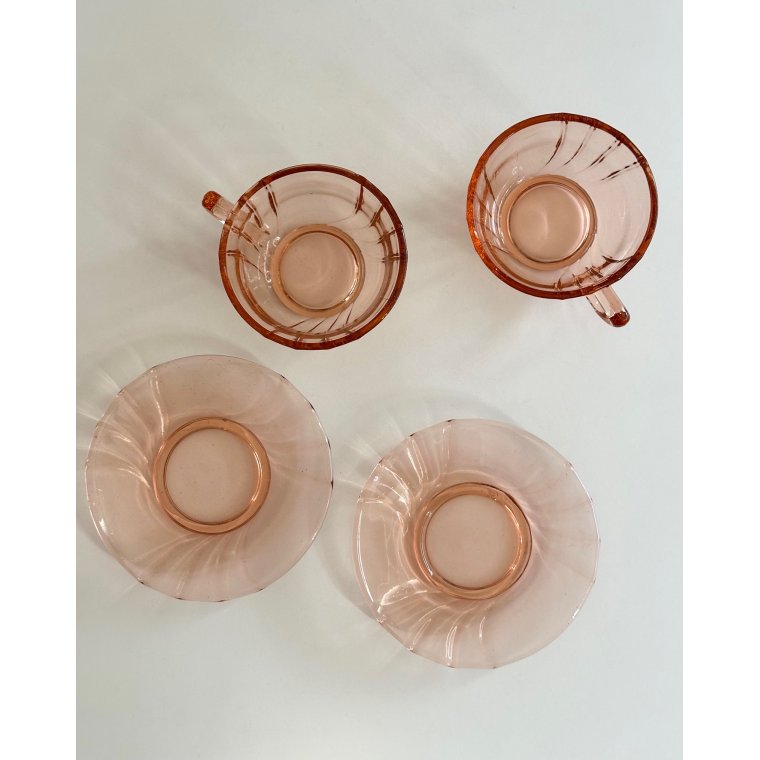 Rosa glaskop m underkop, 2 st samlet