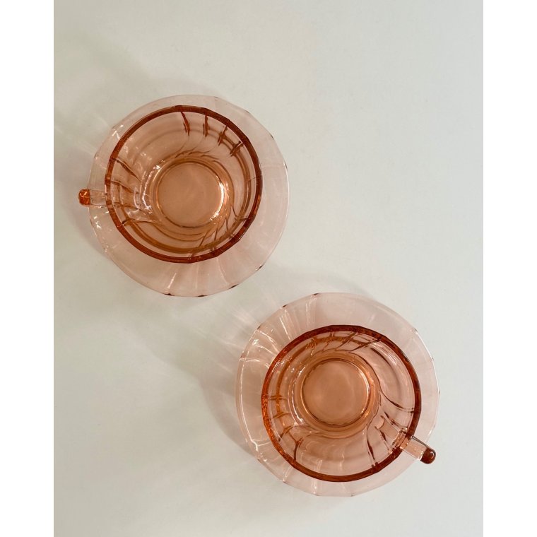 Rosa glaskop m underkop, 2 st samlet