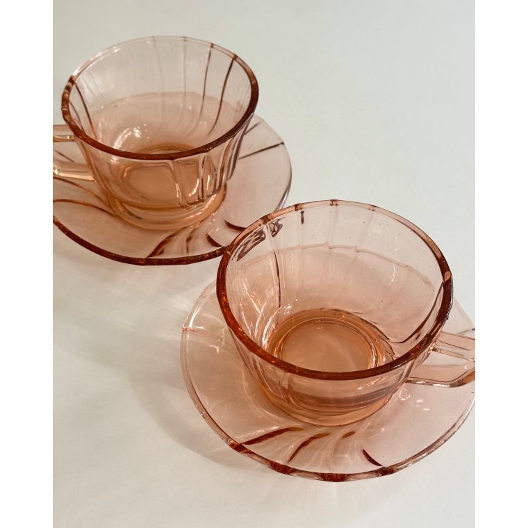 Rosa glaskop m underkop, 2 st samlet