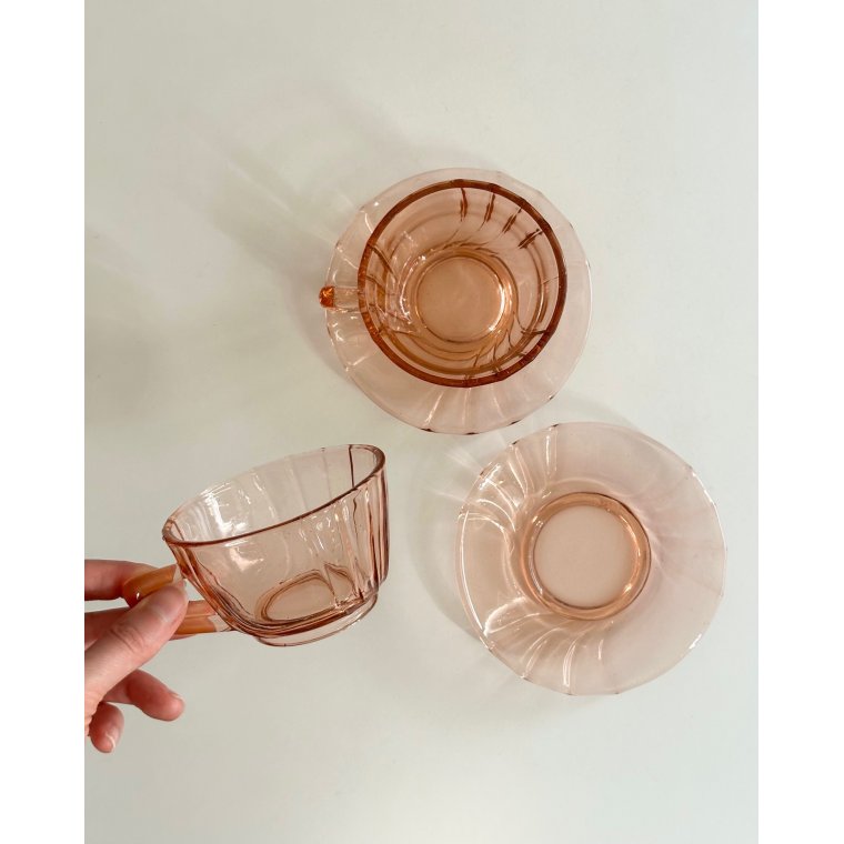 Rosa glaskop m underkop, 2 st samlet