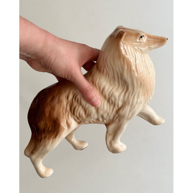Faience figure, collie