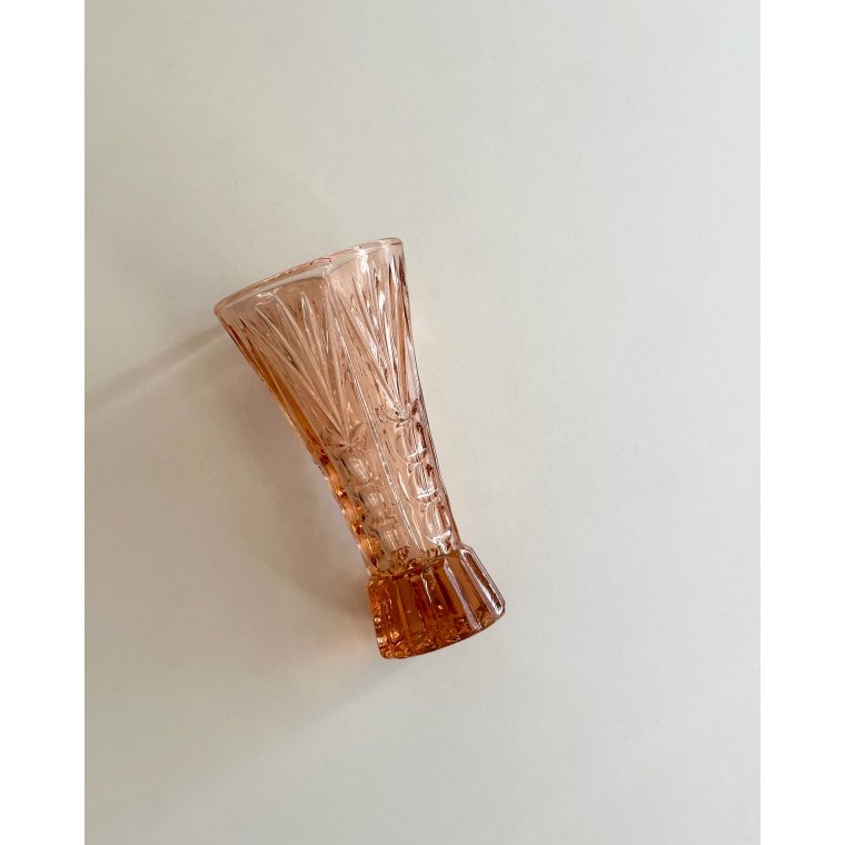 Laksefarvet vase, presset glas