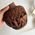 Tablelamp, hand carved wood