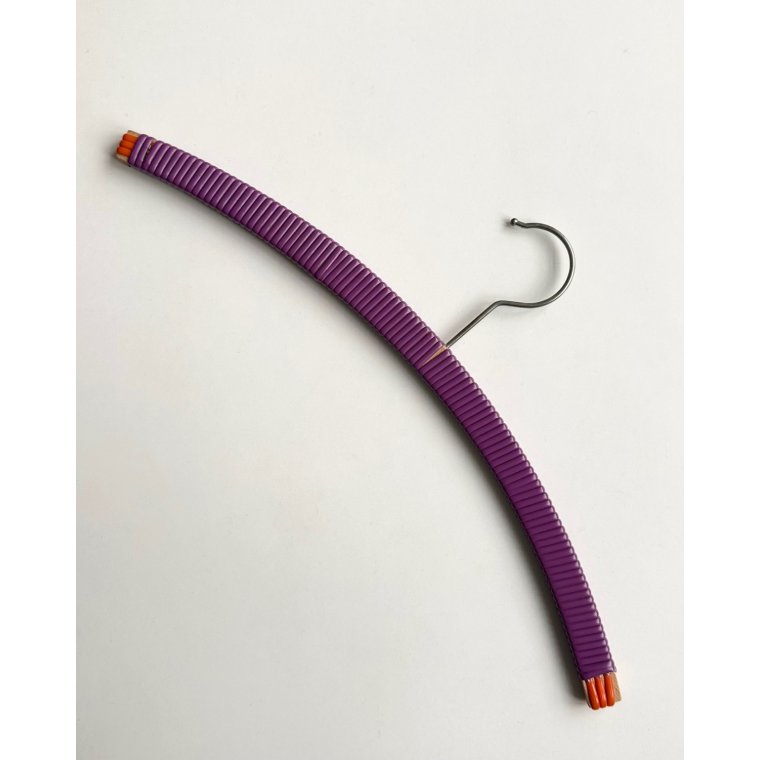 Retro hanger w plastic wrapping, purple/orange