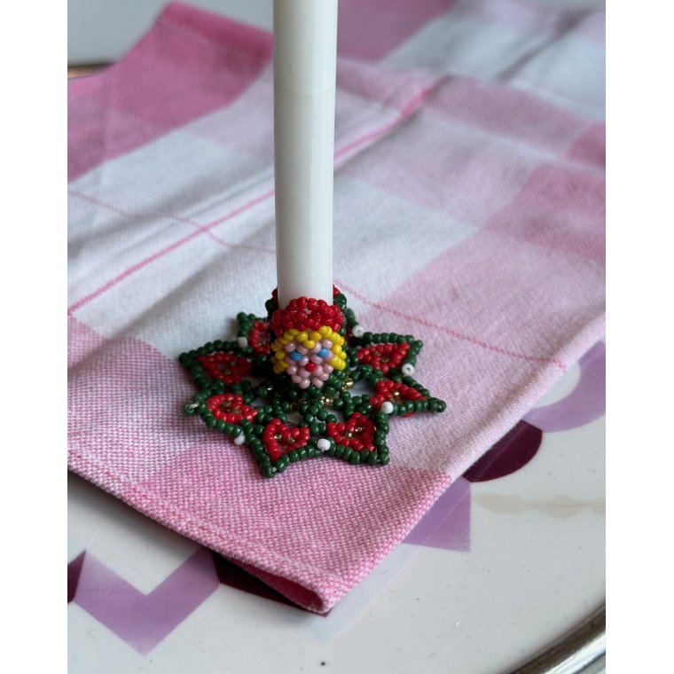 Perlesyet nissepigestage (bl jne) til juletrslys, pr stk