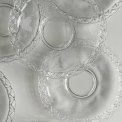 Glass plates w motifs and pierced trim, set of 6