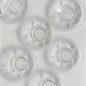 Glass plates w motifs and pierced trim, set of 6
