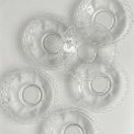 Glass plates w motifs and pierced trim, set of 6