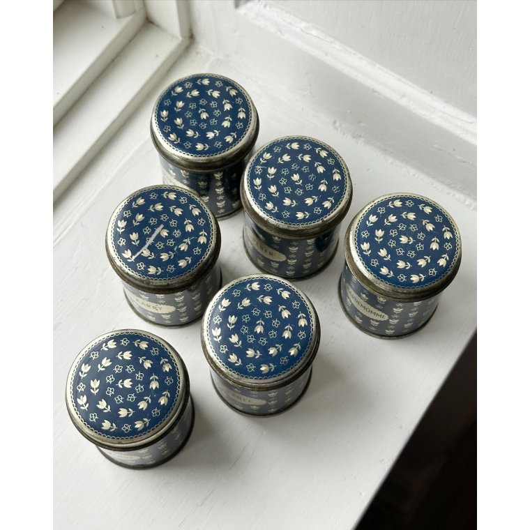 Midnight blue tins, ass. spices, set of 6