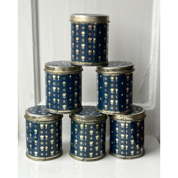 Midnight blue tins, ass. spices, set of 6