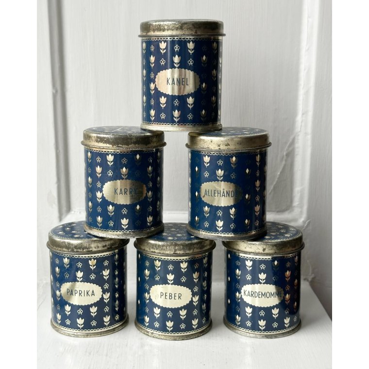 Midnight blue tins, ass. spices, set of 6