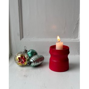 Red wooden candleholder, NB