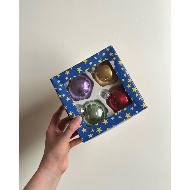 Retro julekugler, 4 stk i ske