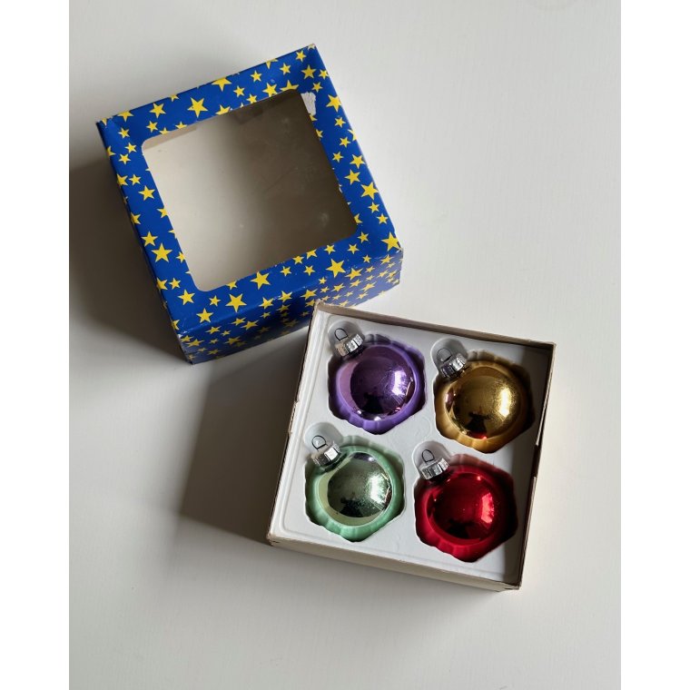 Retro julekugler, 4 stk i ske
