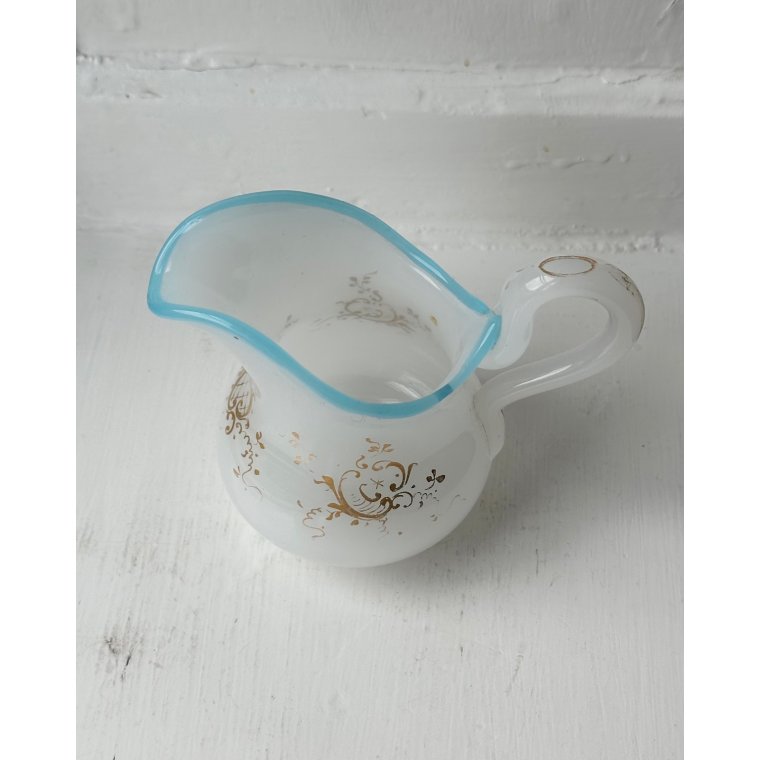 Fldekande, opaline m bl kant og tryk