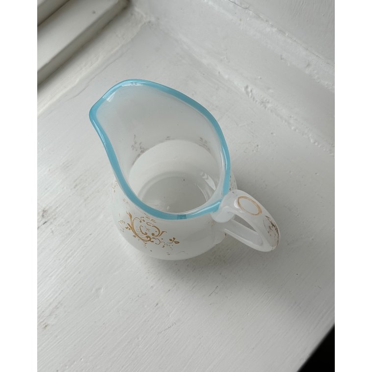 Fldekande, opaline m bl kant og tryk