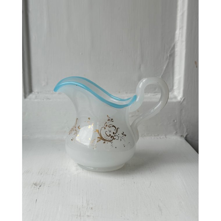 Fldekande, opaline m bl kant og tryk