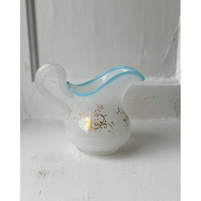 Fldekande, opaline m bl kant og tryk