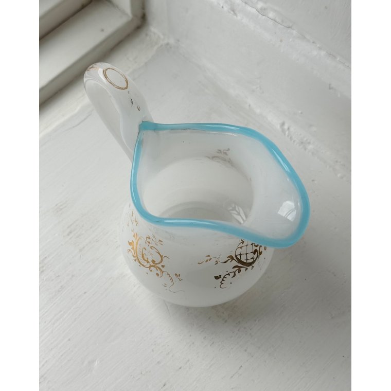 Fldekande, opaline m bl kant og tryk