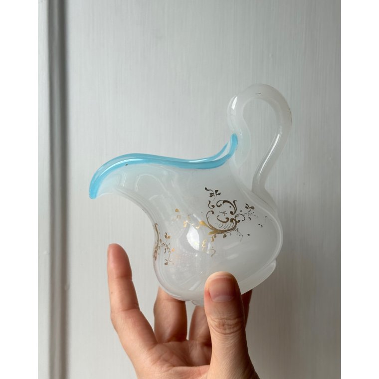 Fldekande, opaline m bl kant og tryk