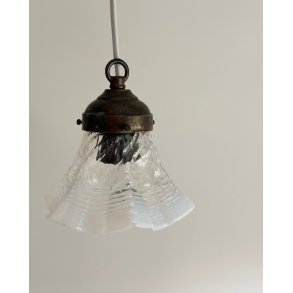 Antique pendant, clear/opaline glass, NB