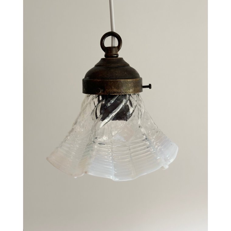 Antik pendel, klart/opalineglas, NB