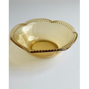 Amber glass bowl, dotted trim