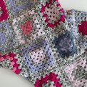 Hand made kid's blanket, granny squares, grey/rose/purple