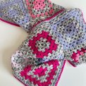 Hand made kid's blanket, granny squares, grey/rose/purple