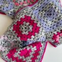 Hand made kid's blanket, granny squares, grey/rose/purple