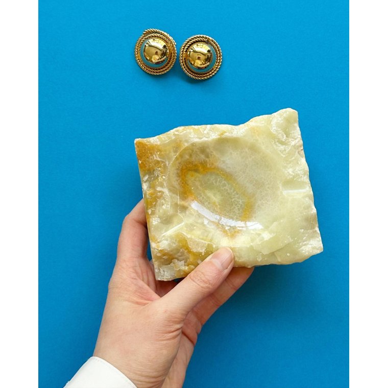 Stone dish, yellow/orange